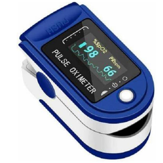 Fingertip Pulse Oximeter Blue And White| Blood Oxygen Saturation Monitor Fingertip, SpO2 Fingertip Monitor | With Battery LK87