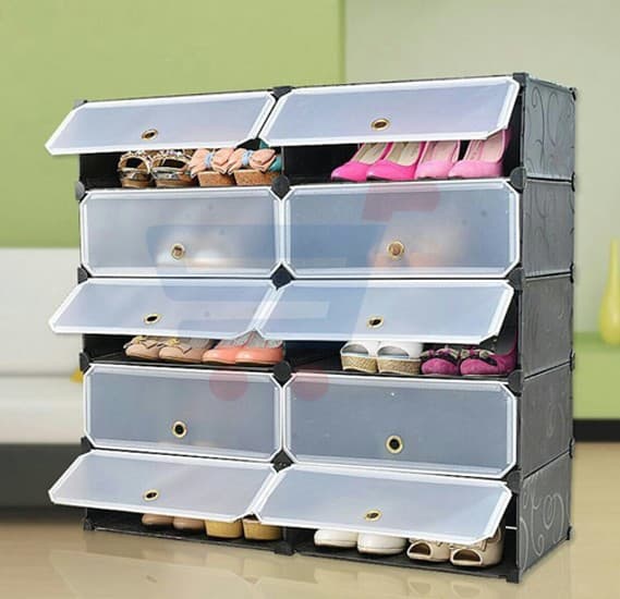 T&F Shoe Rack Powder Easy Multi Layer Resin Shoe Storage Cabinet Easy Assembly With Modular Environment