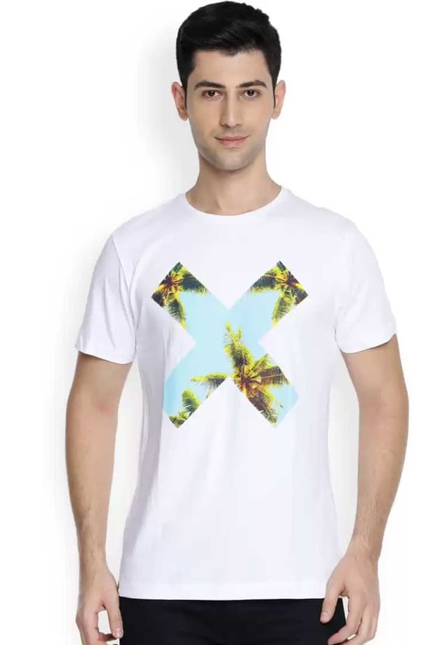 Denvlot Printed Men Round Neck White T-Shirt