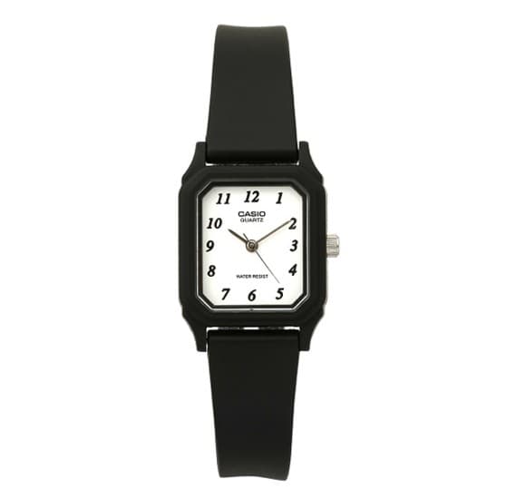 Casio LQ-142-7BDF Womens Black Resin Quartz Watch with White Dial