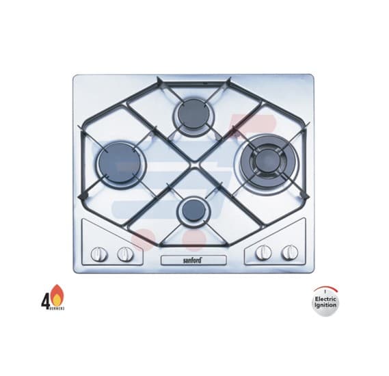 Sanford Automatic Electric Ignition Gas Cooker, SF5450GC Stainless Steel Surface & 4 Burners