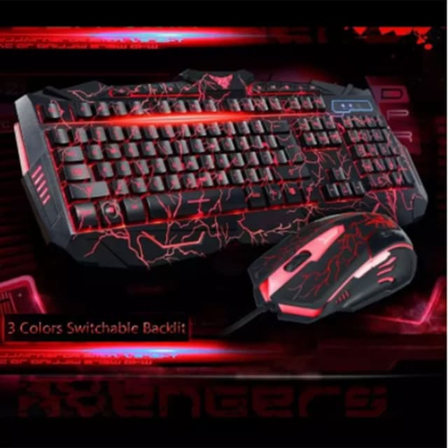 V100 3 COLOR BACKLIGHT GAMING KEYBOARD WITH MOUSE