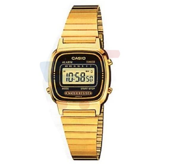 Casio Digital Dial Watch For Women, Gold Plated Stainless Steel-LA670WGA-9DF