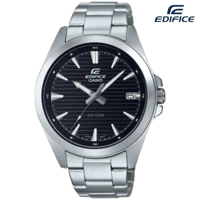 Casio Edifice Black Dial and Stainless Steel Chain Analog Watch for Men, Black -  EFV-140D-1AVUDF