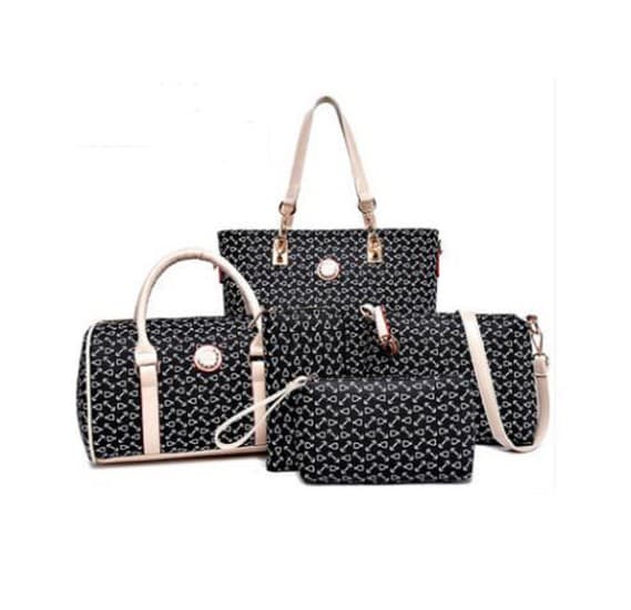 Generic PU Leather Women Handbag 5pcs Set,Black