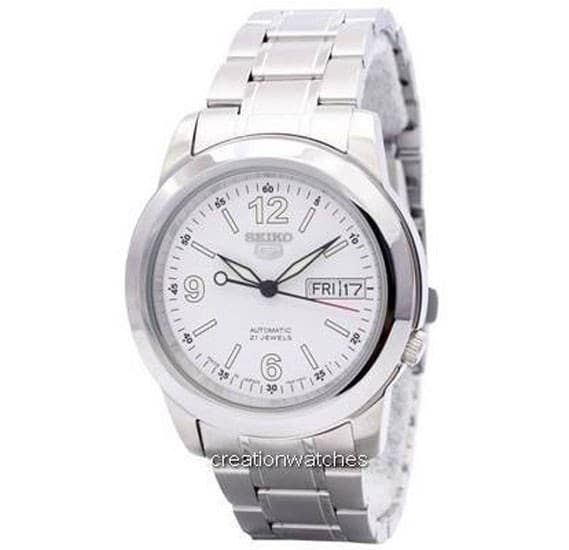 Seiko SNKE57J Mens Automatic Analog White Dial Silver Stainless Band
