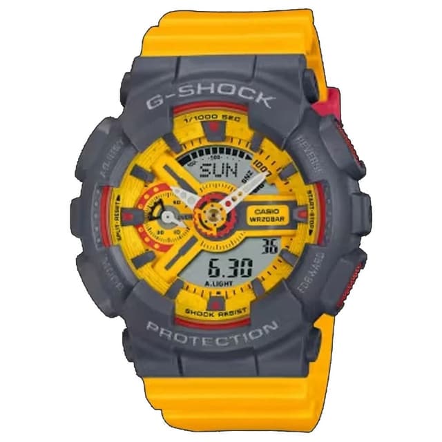 G Shock Casio Leather G-Shock Analog Digital Yellow Dial for Women- GMA S110Y 9ADR