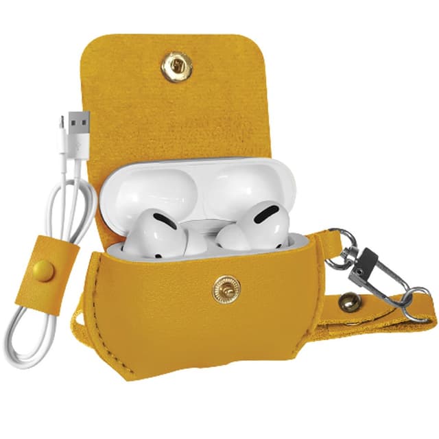 Promate Fay Protective Faux Leather Cover For Airpod Pro Case Yellow