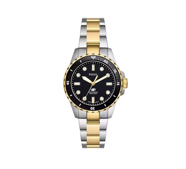 FOSSIL Womens 36mm Fossil Blue Dive Three-Hand Two-Tone Stainless Steel Watch -  ES5349