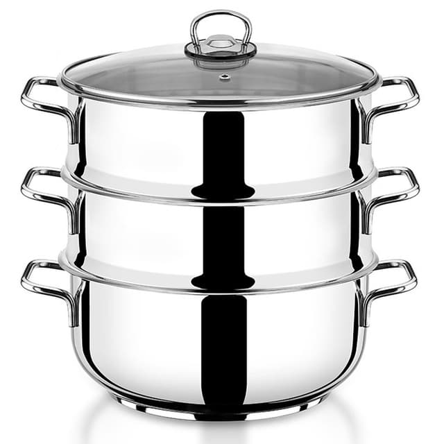 Hascevher Stainless Steel Steamer 4pcs Set 20CM-8680465080766