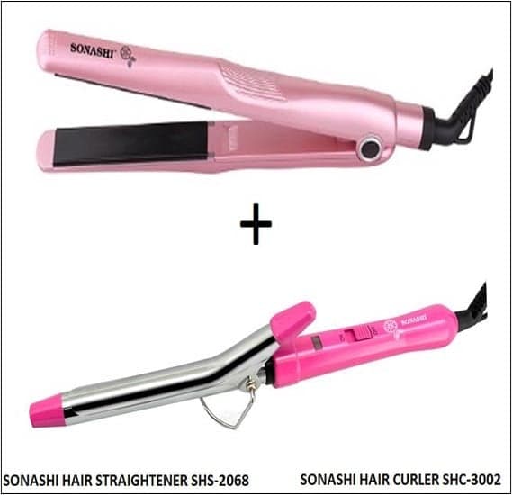 2 in 1 Bundle Sonashi Hair Curler, SHC-3002 plus Sonashi Hair Straightner SHS-2068