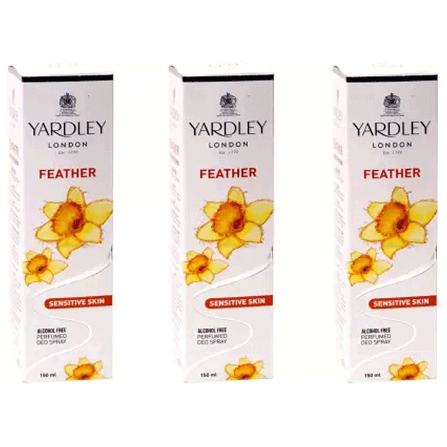 Yardley London Feather Sensitive Skin Alcohole Free Perfumed Deo Spray 150ML For Women, YD9760424