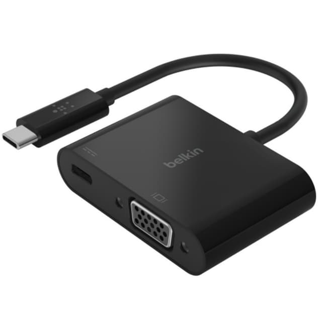 Belkin AVC001btBK USB C to VGA Adapter With Charge Adapter, Black