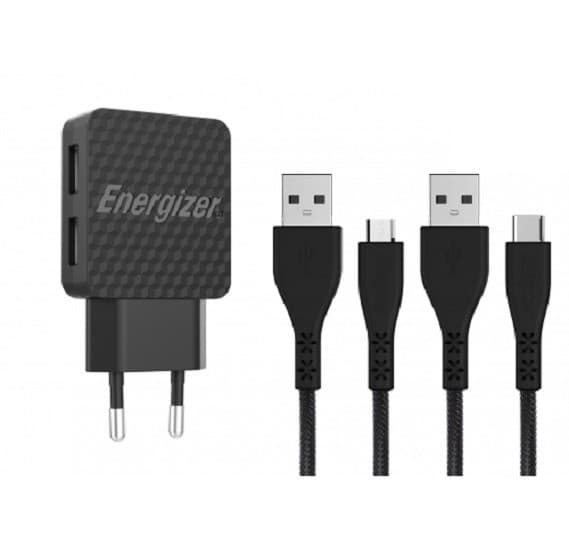 Energizer Two USB Ports Lifetime Wall Charger 2.4A For Smartphones & Tablets