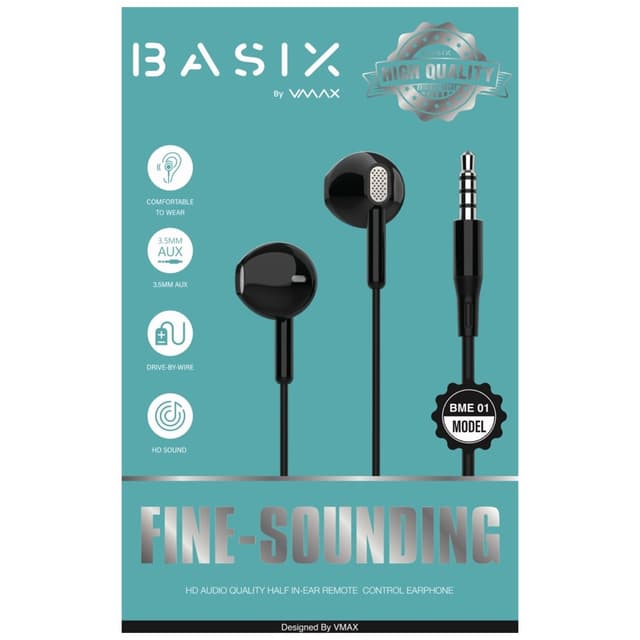 Vmax BME-01 Basix Earphone With Mic 3.5mm Black