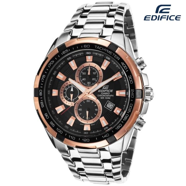 Edifice Chronograph Quartz Stainless Steel Dial Mens Watch, EF-539D-1A5VUDF, Black