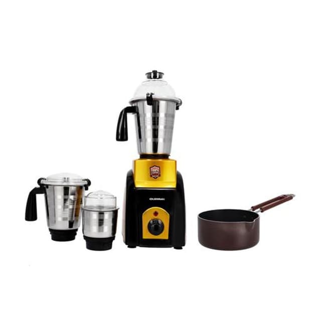 Olsenmark OMSB2427 Three In One Mixer Grinder with Saucepan 550W Black with Yellow