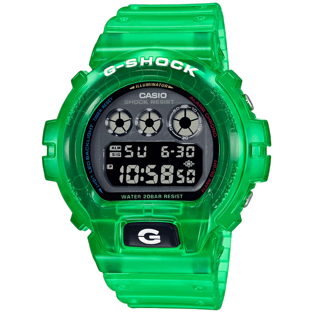 G-Shock Digital Watch for Kids with Green Strap and Grey Dial - DW-6900JT-3DR