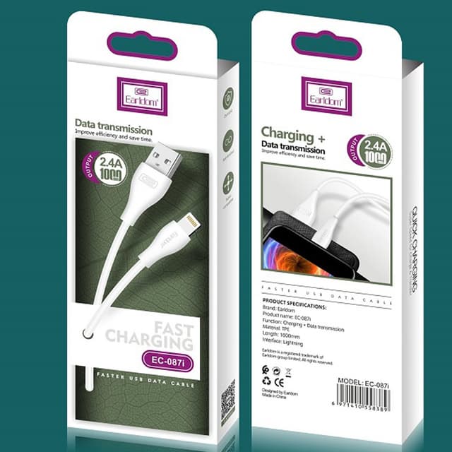 Earldom 1m Ec-087i Fast Charging+Data Cable For I Phone