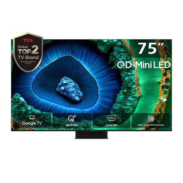 TCL 75 Inch Premium QD-Mini LED 4K Google TV with AMD FreeSync Premium Pro- 75C855 Black
