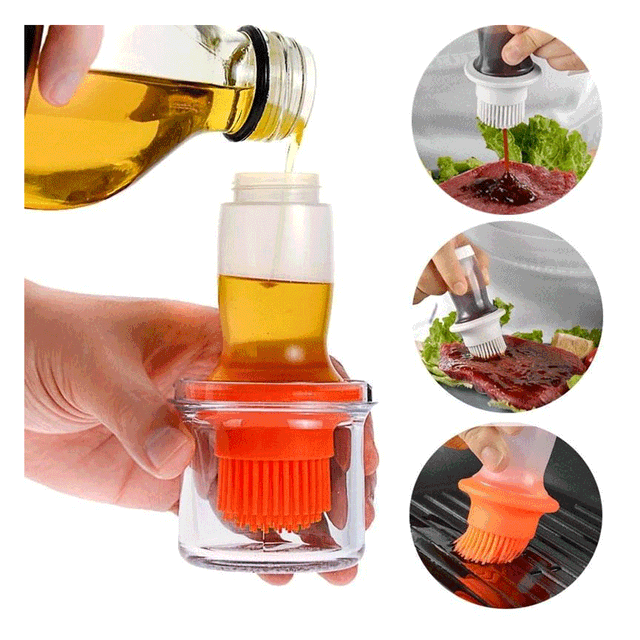 Kitchen Silicone Oil Bottle Oil Brush Press-Type Baking Barbecue Grill Oil Brush Dispenser Pastry Steak Oil Brushes Kitchen Baking BBQ Tool