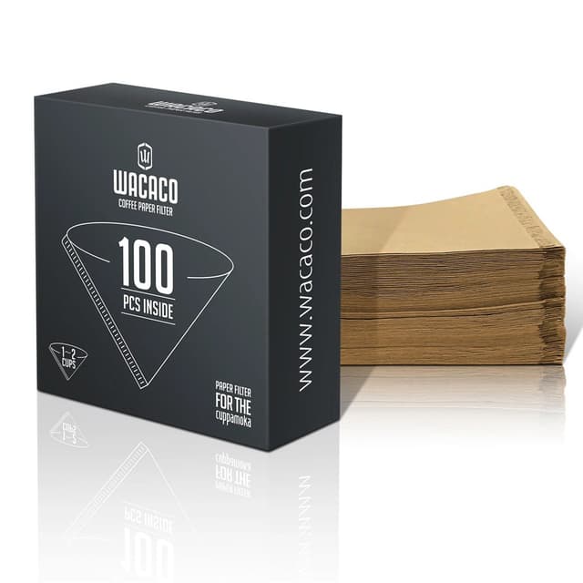 Wacaco WC-FILTERPAPER Coffee Paper Filter Cuppamoka Coffee Filters To be used with Wacaco Cupamoka Natural Wood finbers 100 packs Black