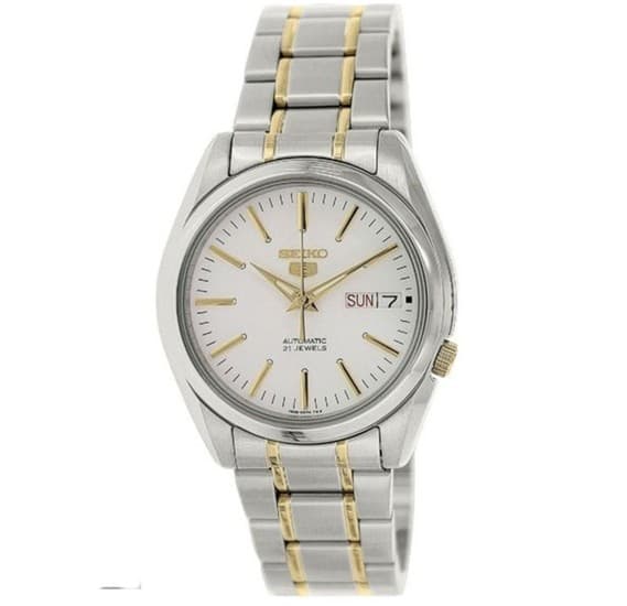 Seiko SNKL47J Mens Automatic Analog White Dial Gold&Silver Stainless Band