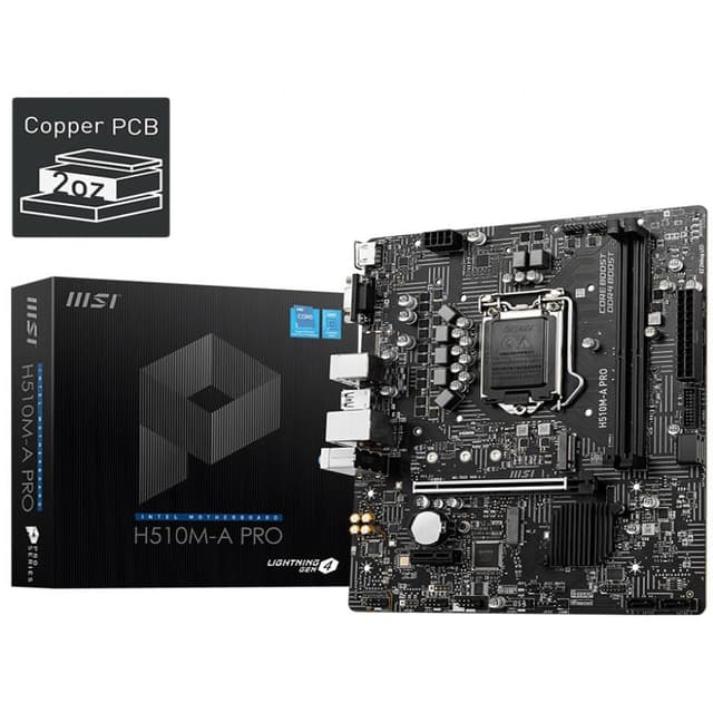 MSI H510M-A PRO Intel LGA 1200 Micro ATX Motherboard, Black