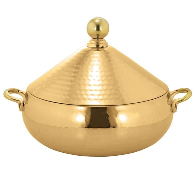 A La Mode Stainless Steel Hotpot 6.5Ltrs Full Gold Hammered Finish ALM102-36
