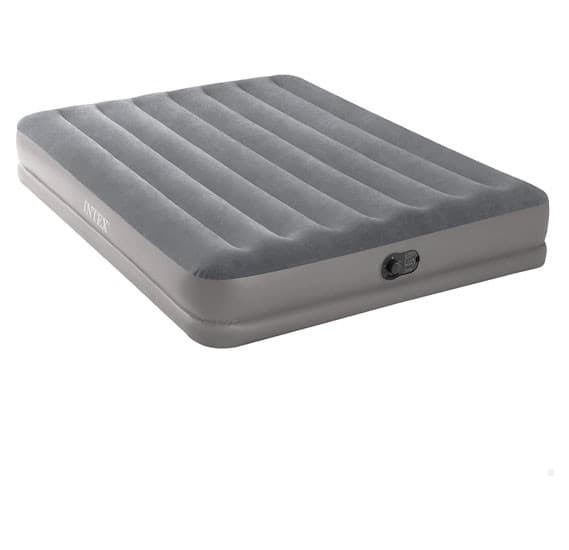 INTEX 64114 Dura-Beam Standard Inflatable Mattress, Measures 152x203x30, Capacity 2 People, Self-inflating mattress with built-in inflation pump, Fiber-Tech Technology, Gray