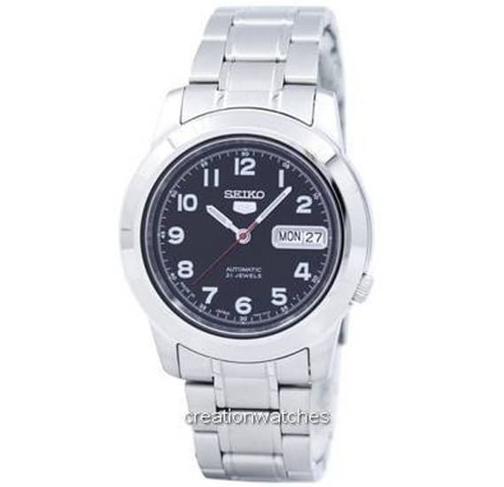 Seiko SNKK35J Mens Automatic Watch Analog Black Dial Silver Stainless Band