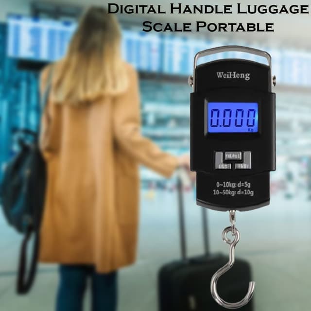 WeiHeng A08 50KG Backlight Digital Handle Luggage Scale Portable, Black