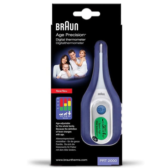 Braun Digital Thermometer with Age Precision Technology – Accurate, Fast, Easy-to-Use Temperature Monitor for All Ages  PRT 2000