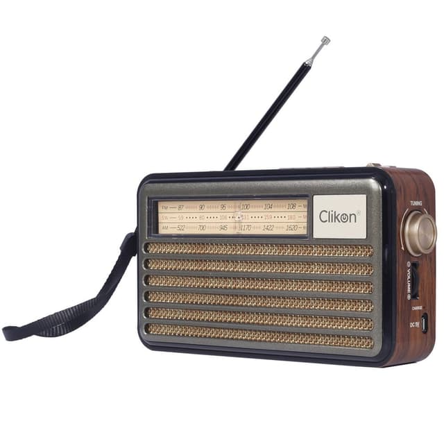 Clikon Classic Retro Bluetooth FM Radio - Portable, Vintage Wooden Finish, USB, TF Card, AUX, 1200 mAh Battery, 4H Playtime - CK837