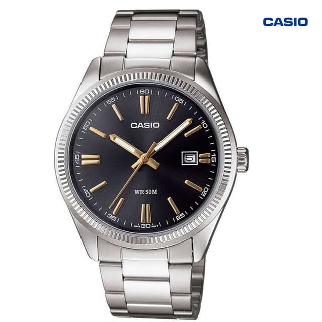 Casio Analog Black Dial and Stainless Steel Watch For Women, Silver-  LTP-1302D-1A2VDF