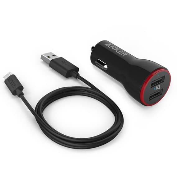 Anker Powredrive 2- Port Car Charger+ 3ft Micro usb Cabel ,B2310