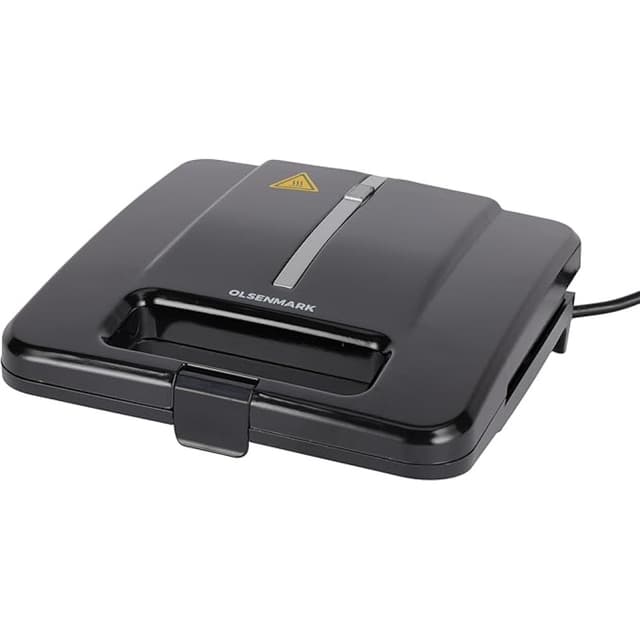 Olsenmark Sandwich Toaster-Toastie Maker With Deep Fill Non-Stick Hot Plates 4-Slice Electric Grill Press Perfect For Toasted Cheese Snacks 750 W Black - OMSM2404