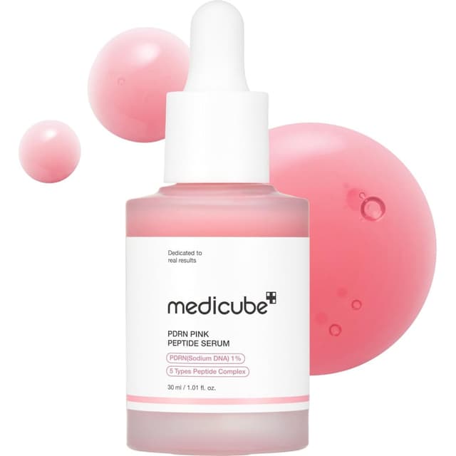 Medicube PDRN Pink Peptide Serum 1.01Fl.Oz Liquid Pink Glow Face Serum For Uneven Skin Tone All Skin Types Unisex