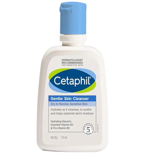 Cetaphil Gentle Skin Cleanser for Face & Body, 125ml - Soap-Free Cleanser for Dry to Normal Sensitive Skin with Niacinamide, Panthenol & Glycerin