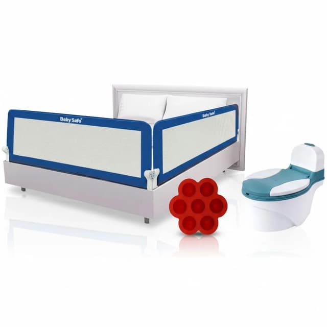 Eazy Kids Starter Bundle - 7-Section Food Freezer Tray, Bed Safety Rail & Potty Training Seat