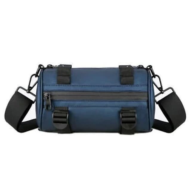 Mens Crossbody Travel Mini Bag Cylinder Trunkey Bag Blue