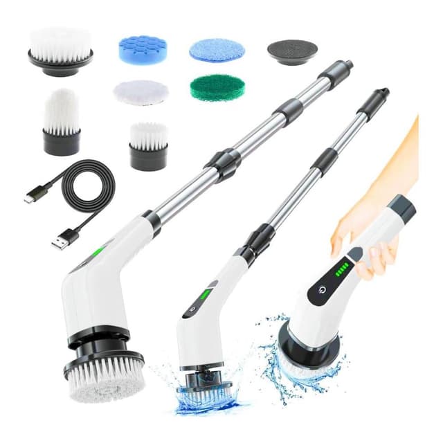 Electric Spin Scrubber,Cordless Cleaning Brush,Tub and Floor Tile 360 Power Scrubber Mop with Adjustable Handle for Bathroom Kitchen Car