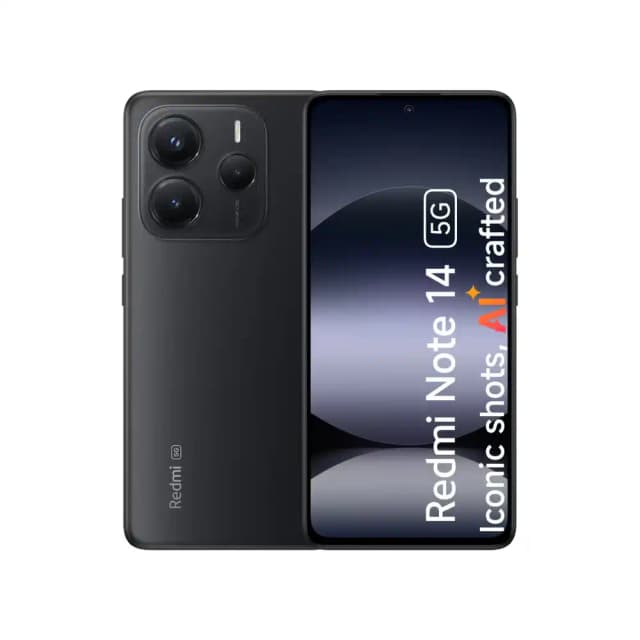 Xiaomi Redmi Note 14 5G Smartphone 8GB RAM 256GB Midnight Black 6.67 Inch AMOLED Display 108MP Camera Dimensity 7025 Ultra 5110mAh Battery 45W Fast Charging IP64 Dual SIM Android