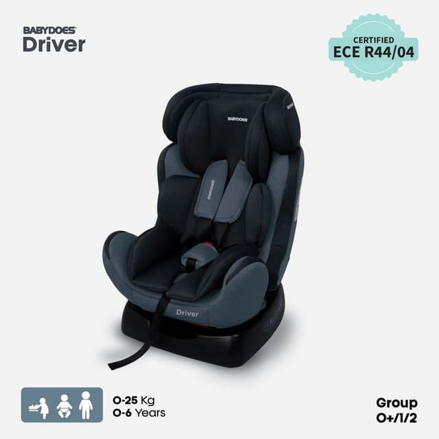 BABYDOES DRIVER - Kids Travel Car Seat, Group 0-Plus1-Plus2, Rearward/Forward Facing, 3x Reclining, Padded Seat, 0- 6 Years Upto 25 kg - Black - CH-9175A SN