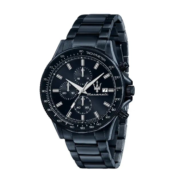 Maserati Sfida Chronograph Watch for Men, 44mm Blue Sunray Dial, Blue Stainless Steel Bracelet, Quartz Movement, 10 ATM Water Resistance- R8873640023