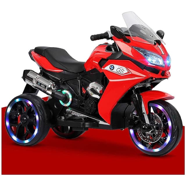 GS Kids Ride-On Motorbike – Red – Double Drive with Glowing Wheels, Battery-Powered Electric Ride-On for Toddlers and Young Children - RAIDO 1200 GS