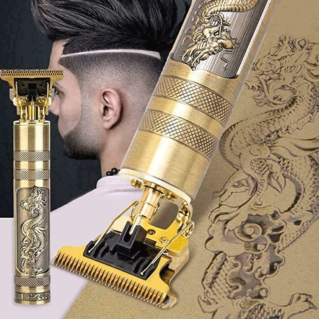 Vintage T9 Trimmer for Men Hair Zero Gapped Clipper Professional Cordless Haircut Electric USB Charging Beard Trimmer for Men Wireless Rechargeable Personal Hair Men Grooming Beard Liner Gold
