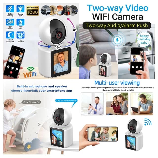 Two way video WiFi camera built in microphone and speaker 360 degree view Infrared night vision