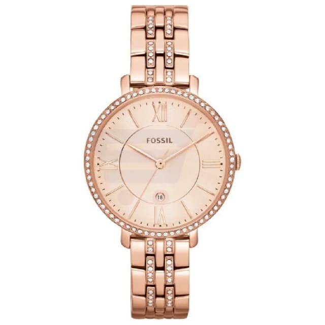 Fossil Jacqueline Rose Gold Dial Stainless Steel Band Watch For Women - ES3546
