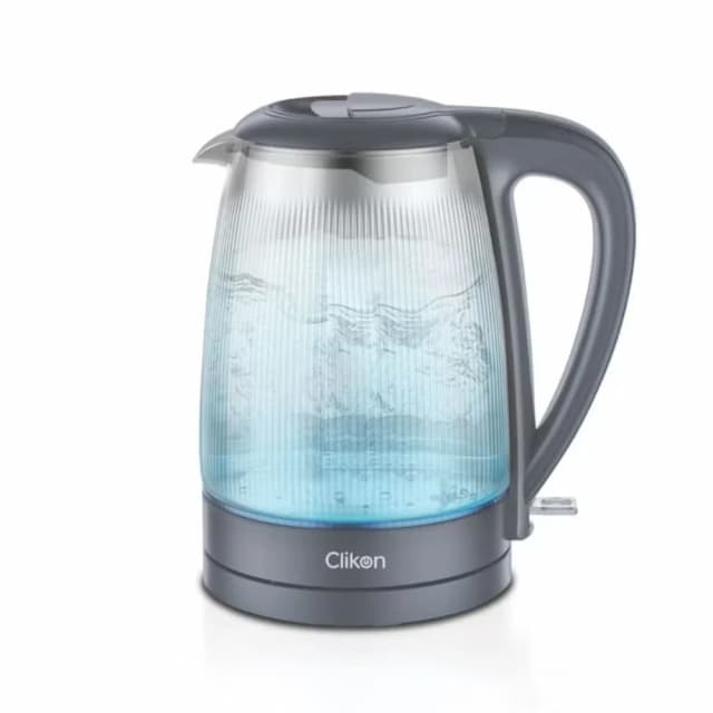 Clikon 1.7L Glass Electric Kettle CK5164, Cordless 360 Swivel Base, LED Indicator, Auto Cut-off & Boil Dry Protection, 1850-2200W